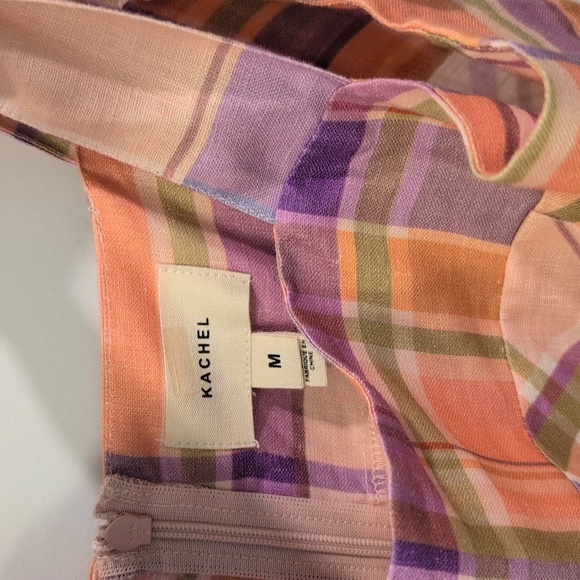 Anthropologie - Kachel - Tie Strap Linen Plaid Maxi Dress - Picture 9 of 12